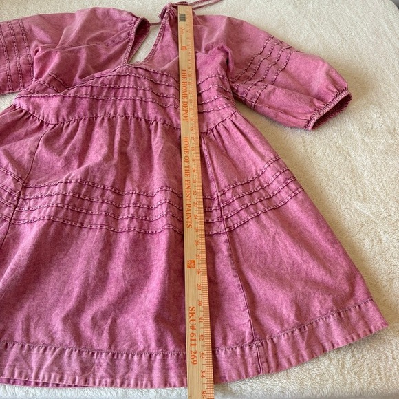 Free People Sweet Surrender Denim Mini Dress Women's S Pink Stonewash - Picture 7 of 9